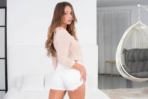 Taylor Sands: Tall Brunette Takes Big Black Cock Anal in Shorts and Heels – photo 2 of 12