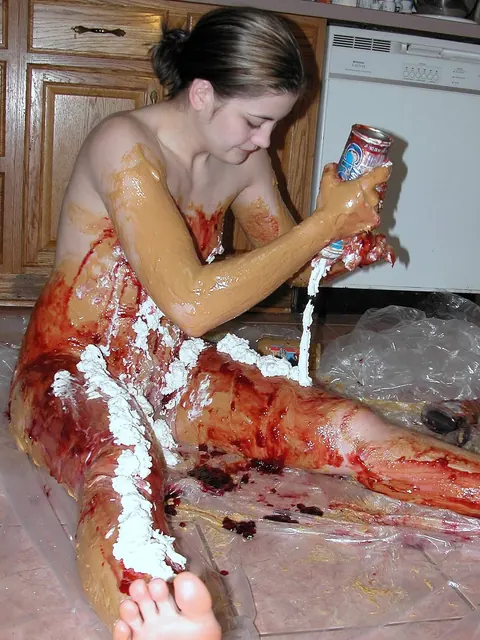 Naomi Russell: Petite Brunette Strips Naked in the Kitchen – photo 17 of 21