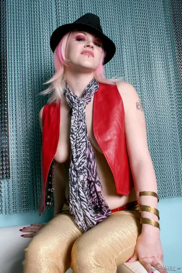 Woman Strips Out of Leather and Spreads