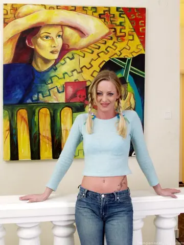 Blonde Hungarian in Lingerie and Jeans Toys Her Pussy