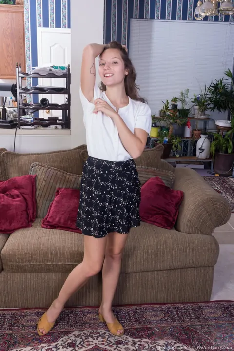 Penelope Jones: Tall Hairy Brunette Strips Off Her Skirt and Spreads Her Bush – photo 1 of 17
