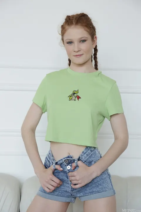 Foxy Sofilie: Thick Redhead in Pigtails Spreads Her Ass and Pussy – photo 1 of 21
