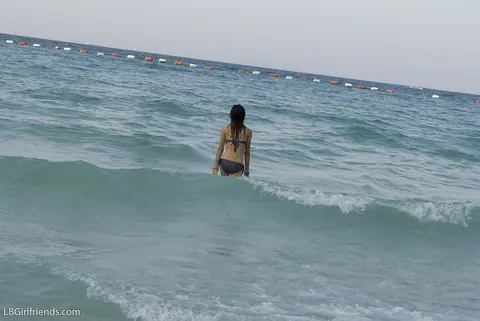 Busty Asian Trans Woman Strips Out of Her Bikini on the Beach – photo 11 of 16