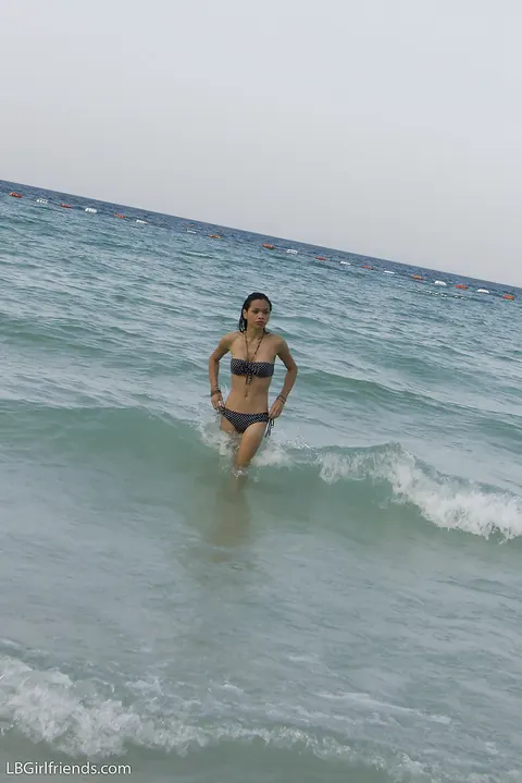 Busty Asian Trans Woman Strips Out of Her Bikini on the Beach – photo 7 of 16