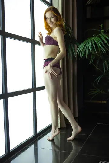 Tall Blonde with Small Natural Tits and a Tattoo Runs Hands Over Ink