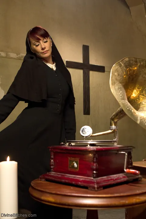 Maitresse Madeline Marlowe: Blonde Nun in a Skirt Spanks Her Bound Partner – photo 4 of 20