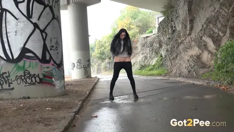 Brunette PAWG Spreads on a Paved Road – photo 13 of 15