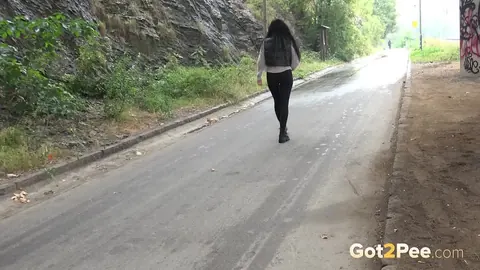 Brunette PAWG Spreads on a Paved Road – photo 15 of 15