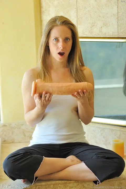Petite Blonde Rides a Huge Dildo and Fingers Her Pussy – photo 8 of 20