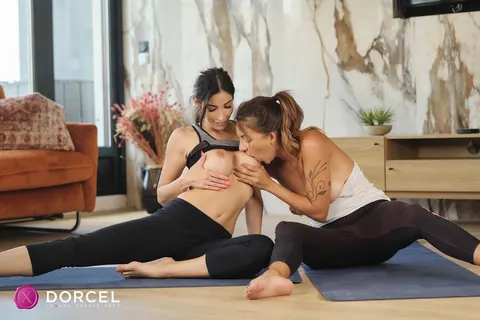 Clea Gaultier: Busty Tattooed Brunette Licks and Fingers Partner on the Gym Mat – photo 2 of 15