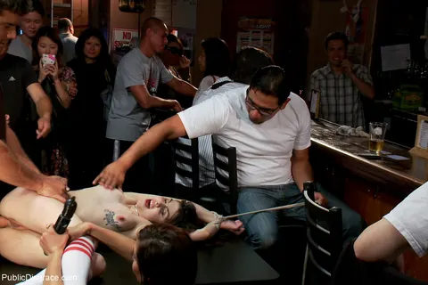 Tegan Tate: Petite Brunette Bound and Used in a Public Gangbang – photo 11 of 20