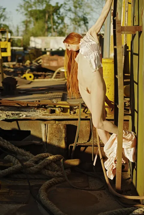Sally A: Mature Redhead with Big Natural Tits Poses Nude Outdoors – photo 15 of 21
