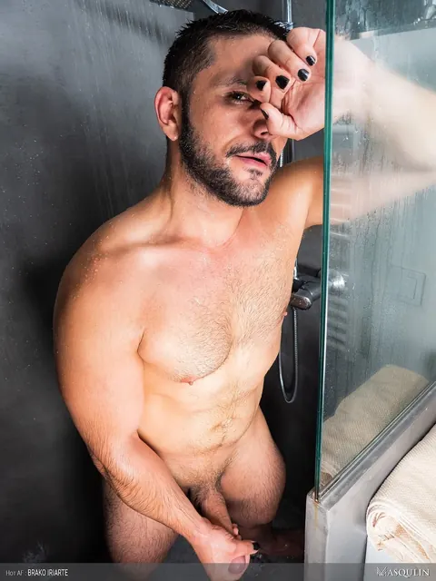 Athletic Man Strokes His Big Cock in the Bathroom – photo 9 of 19