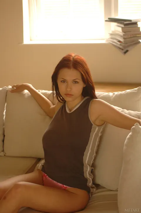 Redhead in Panties Shows Her Big Tits and Spreads Her Pussy – photo 4 of 21