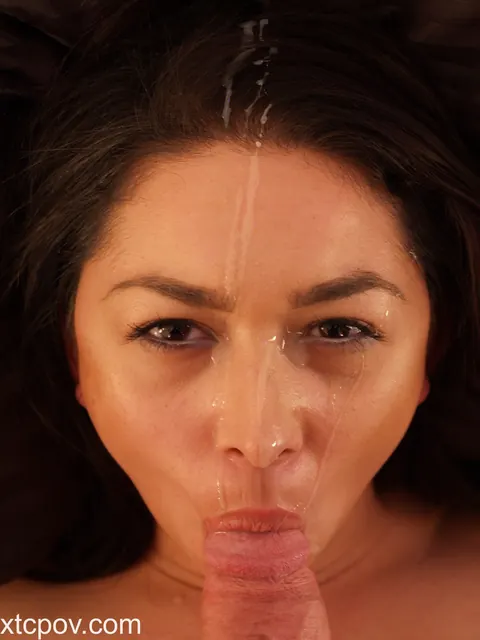 Brunette Gives a Blowjob and Takes a Thick Facial – photo 18 of 20