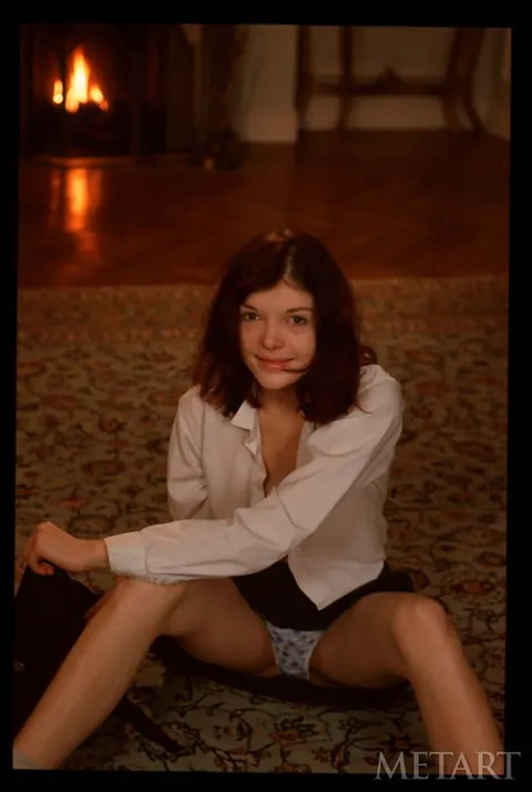 Petite Slim Woman in Panties and Socks Strips Nude – photo 4 of 20