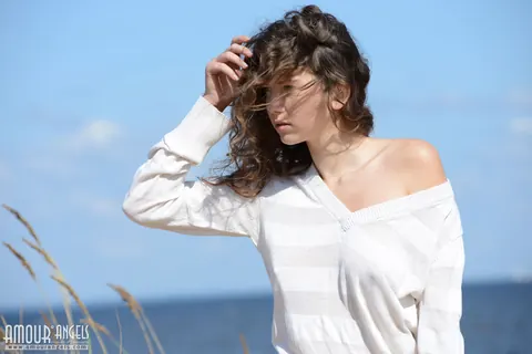 Anamika: Brunette with Small Natural Tits and Hairy Pussy Poses on the Beach – photo 3 of 20
