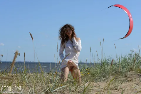 Anamika: Brunette with Small Natural Tits and Hairy Pussy Poses on the Beach – photo 4 of 20