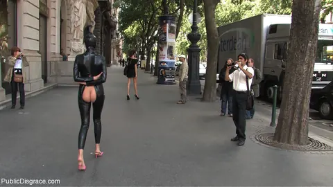 Short-Haired Thick Woman in Latex Bound Outdoors – photo 19 of 21