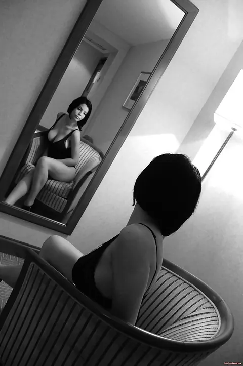 Short-Haired Brunette with Big Tits Poses in Lingerie and Heels – photo 14 of 16