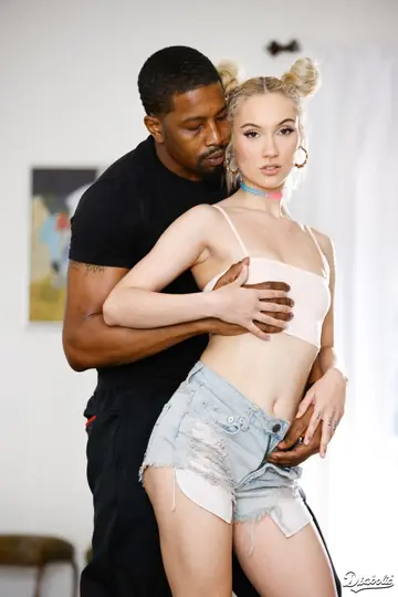 Blonde with Small Natural Tits Takes Interracial Anal and Cum in Mouth
