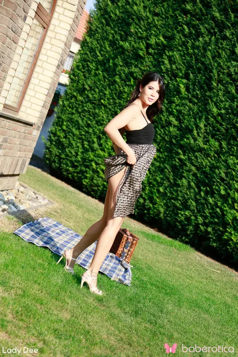 Lady Dee: Tall Czech Brunette Masturbates in Lingerie Outdoors – photo 3 of 15