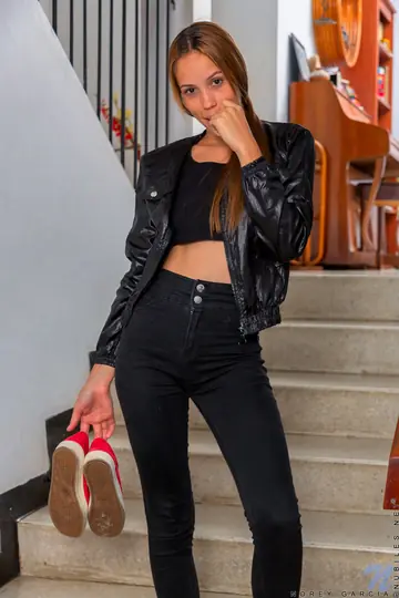 Norey Garcia – Petite Latina with Big Tits Bares All on the Stairs