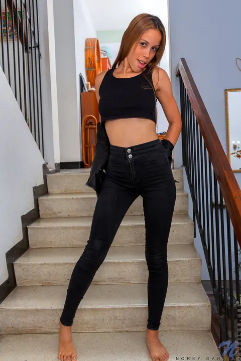 Norey Garcia: Petite Latina with Big Tits Bares All on the Stairs – photo 2 of 21
