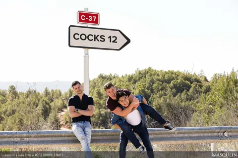 Two Men Pose Outdoors Before Anal Sex and a Facial – photo 2 of 21