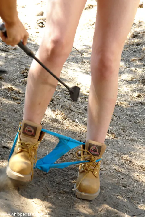 Annie Cruz: Asian Blonde and Brunette in Boots and Shorts Play Outdoors – photo 12 of 21