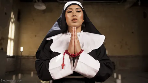 Mia Li: Busty Asian Brunette and Redhead Bound in Nun Lingerie – photo 2 of 16