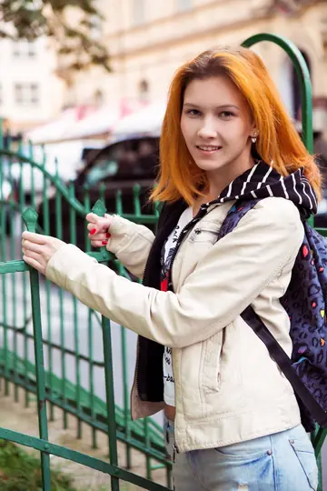 Redhead Bends Over and Spreads Her Pussy Outdoors