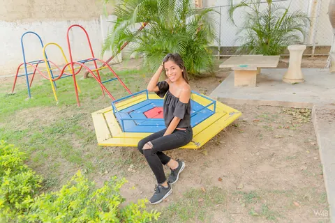 Karin Torres: Latina Brunette Sits on a Swing in Ripped Jeans – photo 6 of 16
