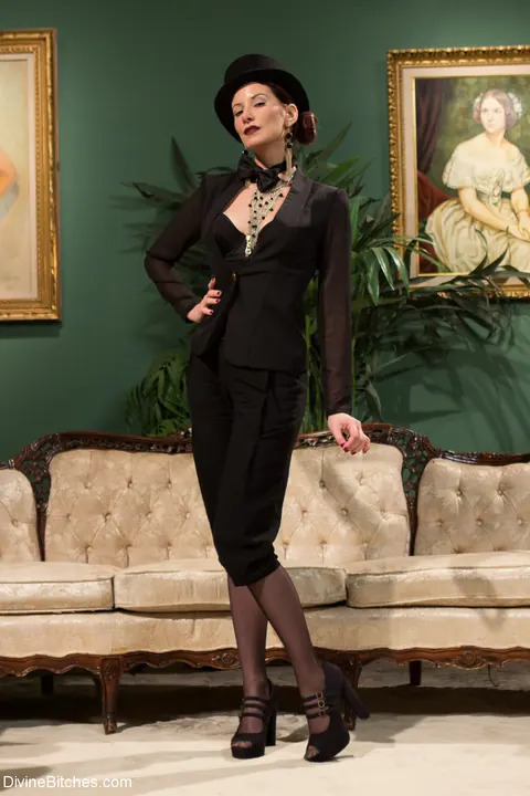 Maitresse Madeline Marlowe: Tall French Redhead MILF Commands in Lingerie Uniform and Heels – photo 2 of 17