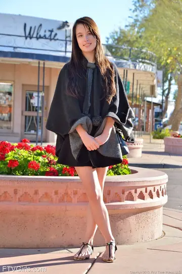Brunette Strips Out of Her Skirt and Spreads Her Hairy Pussy in Public
