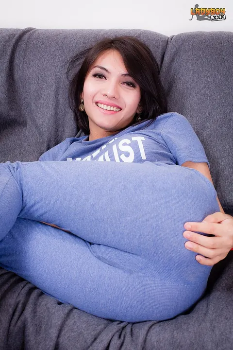 Asian Trans Woman Fingers and Toys Her Ass on the Sofa – photo 3 of 15