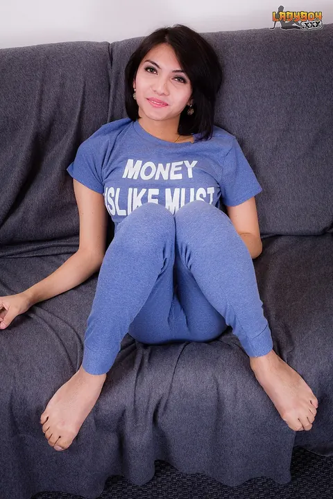 Asian Trans Woman Fingers and Toys Her Ass on the Sofa – photo 1 of 15