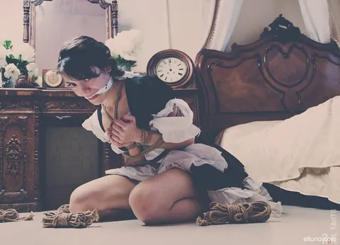 Bound Amateur Maid in Heels Spreads Her Legs Wide – photo 12 of 15