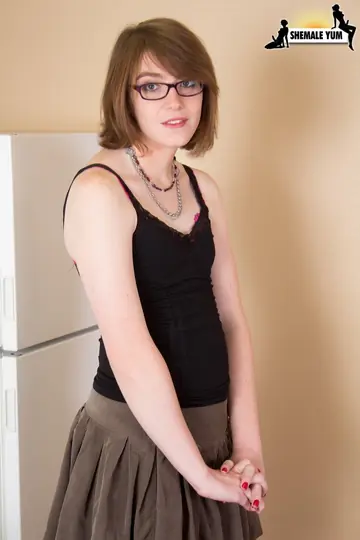 Trans Woman Strips Naked and Shows Her Shaved Cock