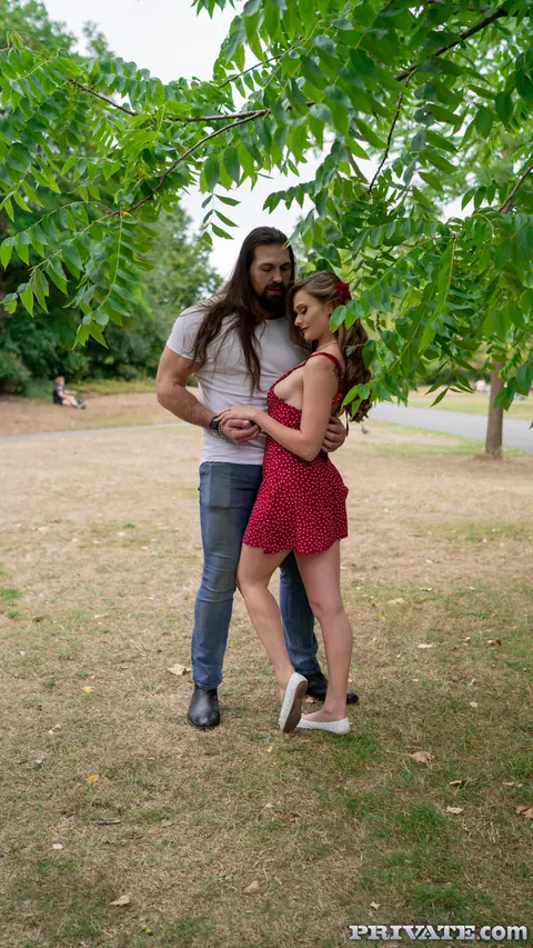 Honour May: British Brunette in Stockings Sucks and Fucks Outdoors – photo 2 of 20