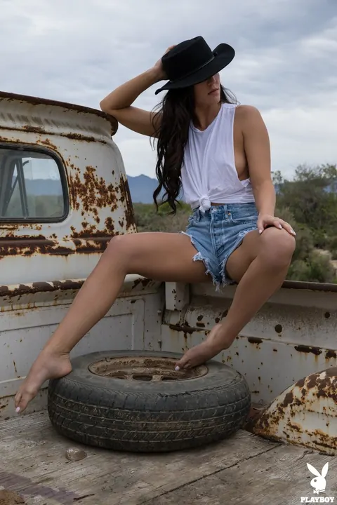 Carmen Nikole: Brunette Strips to a Thong and Spreads by a Wreck – photo 3 of 12