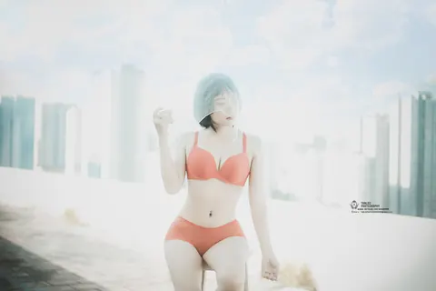 Asian Brunette in Lingerie Poses Outdoors – photo 5 of 21