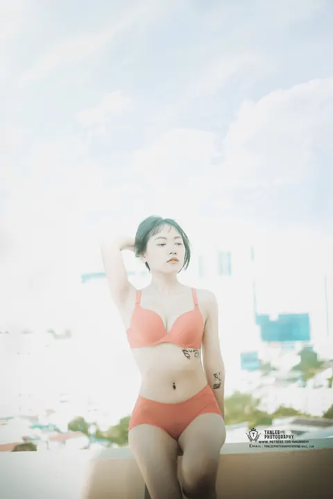 Asian Brunette in Lingerie Poses Outdoors – photo 13 of 21