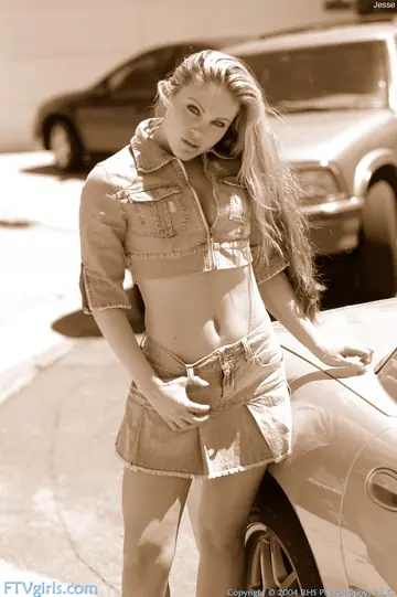 Brunette Strips Out of Her Skirt and Jeans Outdoors