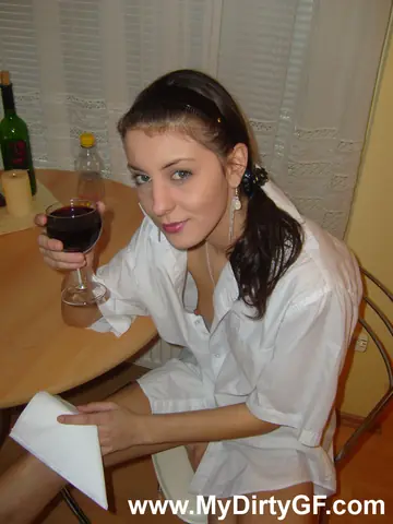 Skinny European Brunette Rides Cowgirl and Kisses Boyfriend