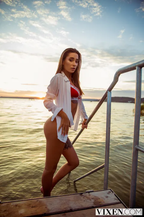 Liya Silver: Russian Brunette in a Bikini Rides Her Boyfriend Outdoors – photo 4 of 20