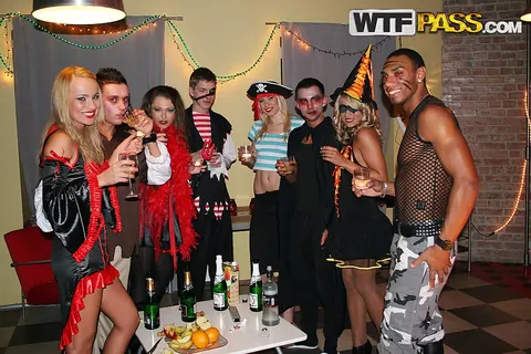 Anette Dawn: Blonde and Brunette Czech Women Share a Black Man in a Halloween Threesome – photo 3 of 16