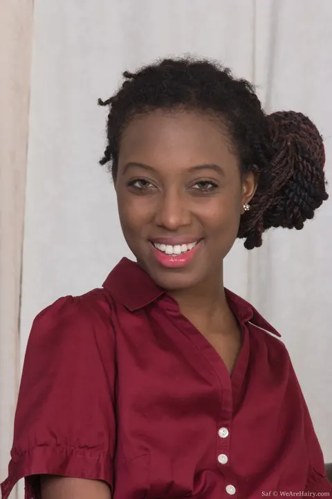 Slim Ebony Woman Spreads Her Hairy Pussy in the Office – photo 1 of 16