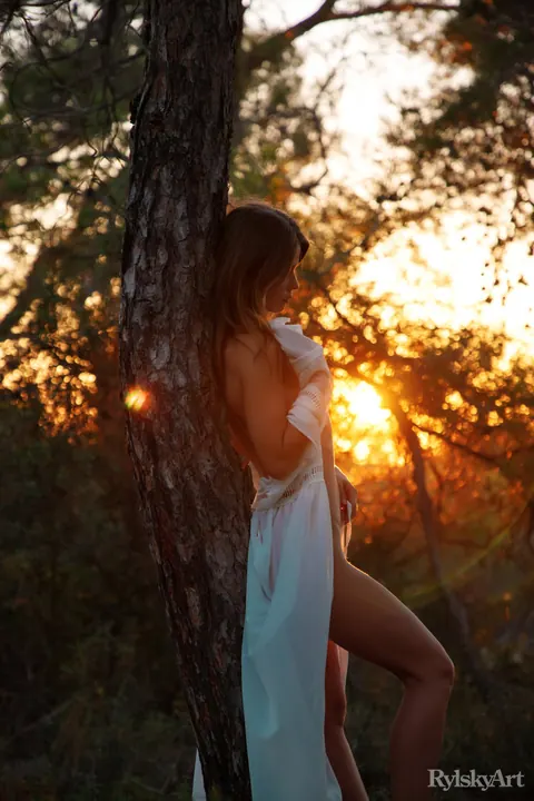 Nedda: Slim Brunette Strips Naked in a Forested Area Showing Hairy Bush – photo 16 of 16