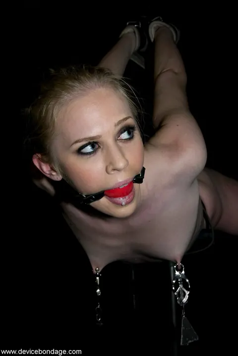 Samantha Sin: Petite Blonde MILF Endures Nipple Weights in Bondage – photo 5 of 13